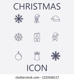 Outline 9 christmas icon set.vector illustration