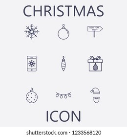 Outline 9 christmas icon set.vector illustration