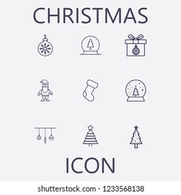 Outline 9 christmas icon set.vector illustration