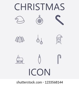Outline 9 christmas icon set.vector illustration