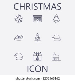 Outline 9 christmas icon set.vector illustration