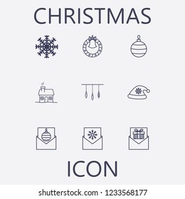 Outline 9 christmas icon set.vector illustration