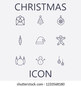 Outline 9 christmas icon set.vector illustration