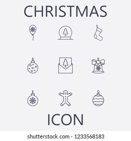 Outline 9 christmas icon set.vector illustration
