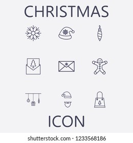 Outline 9 christmas icon set.vector illustration