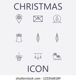 Outline 9 christmas icon set.vector illustration