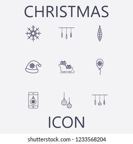 Outline 9 christmas icon set.vector illustration