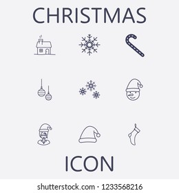 Outline 9 christmas icon set.vector illustration