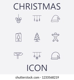 Outline 9 christmas icon set.vector illustration