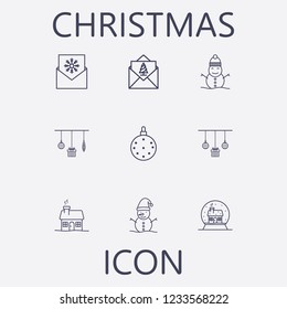 Outline 9 christmas icon set.vector illustration