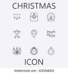 Outline 9 christmas icon set.vector illustration