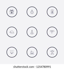 Outline 9 christmas icon set,vector illustration.Can be used for holiday design