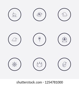 Outline 9 christmas icon set,vector illustration.Can be used for holiday design
