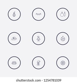 Outline 9 christmas icon set,vector illustration.Can be used for holiday design
