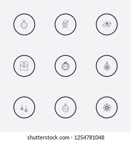Outline 9 christmas icon set,vector illustration.Can be used for holiday design