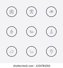 Outline 9 christmas icon set,vector illustration.Can be used for holiday design