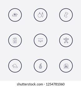 Outline 9 christmas icon set,vector illustration.Can be used for holiday design