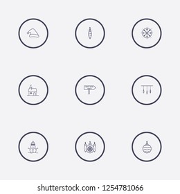Outline 9 christmas icon set,vector illustration.Can be used for holiday design