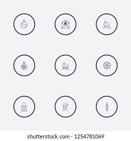 Outline 9 christmas icon set,vector illustration.Can be used for holiday design