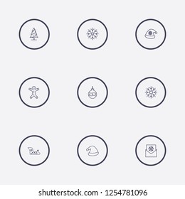Outline 9 christmas icon set,vector illustration.Can be used for holiday design