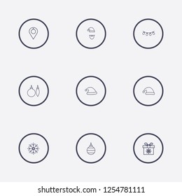 Outline 9 christmas icon set,vector illustration.Can be used for holiday design