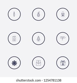 Outline 9 christmas icon set,vector illustration.Can be used for holiday design