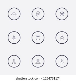 Outline 9 christmas icon set,vector illustration.Can be used for holiday design