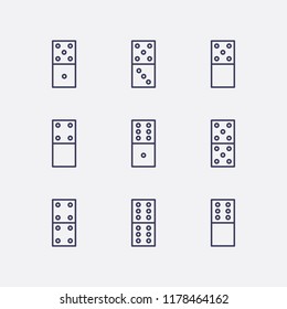 Outline 9 domino icon set. domino vector illustration