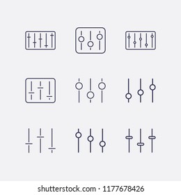 Outline 9 equal icon set. equalizer vector illustration