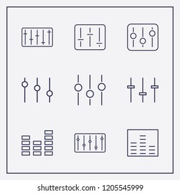 Outline 9 equal icon set. equalizer vector illustration