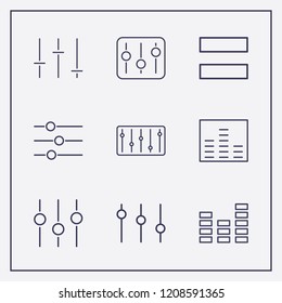 Outline 9 equal icon set. equalizer and equally vector illustration
