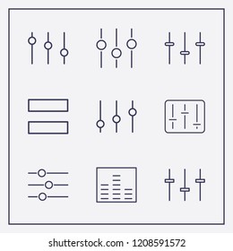 Outline 9 equal icon set. equally and equalizer vector illustration