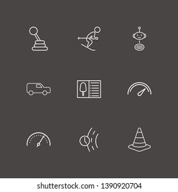 Outline 9 fast icon set. road traffic, bot chat, road time and speedometer vector illustration