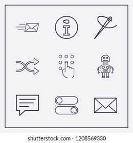 Outline 9 finger icon set. information, switch button, send message and pressing number vector illustration