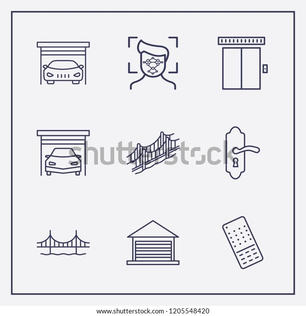 Outline 9 Gate Icon Set Elevator Stock Vector Royalty Free