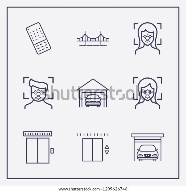 Outline 9 Gate Icon Set Elevator Stock Vector Royalty Free