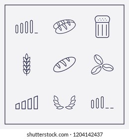 Outline 9 grain icon set. signal bars, coffee bean, spike and wheat vector illustration