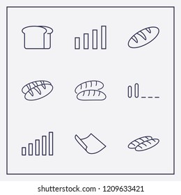 Outline 9 grain icon set. paper, bread and signal bars vector illustration