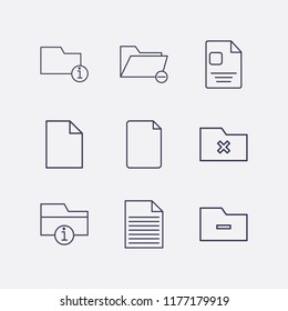 Outline 9 messy icon set. remove folder, document and information folder vector illustration