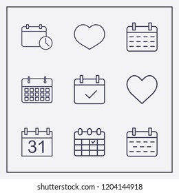 Outline 9 month icon set. halloween calendar, calendar check, calendar and calendar time vector illustration