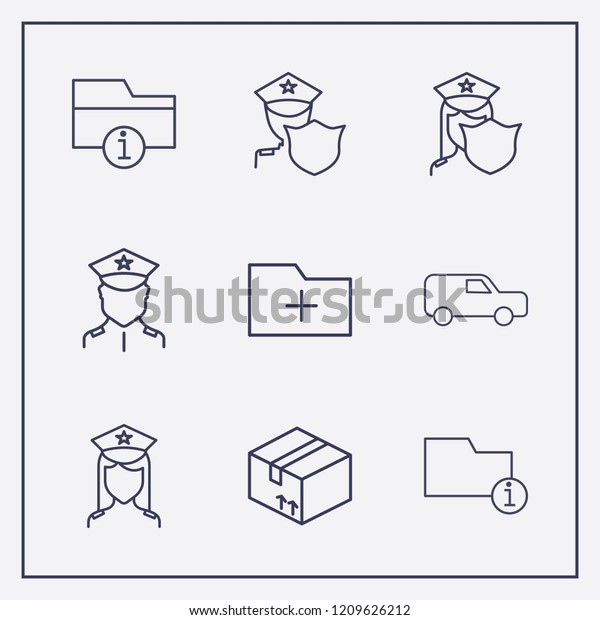 Outline 9 order icon set. van,
information folder, add folder and box vector
illustration