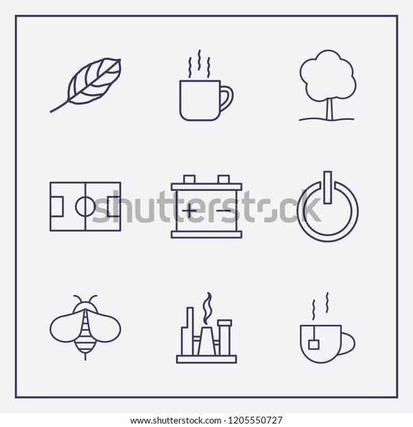 Outline 9 plant icon set. tea, power, tea\
cup and bee vector\
illustration
