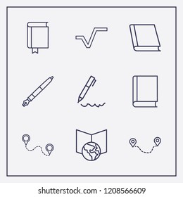 Outline 9 school icon set. pen, online learning, distance and square root vector illustration