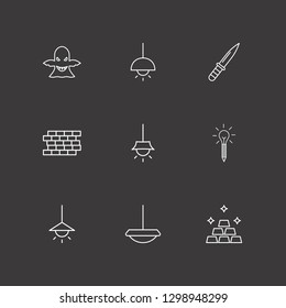 Outline 9 shadow icon set. ghost, chandelier, idea with pencil and arm knife vector illustration