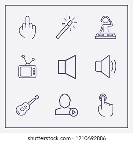 Outline 9 show icon set. dj, sound, guitar and tv vector illustration