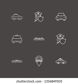 Outline 9 traffic icon set. car location, car crash, police and car vector illustration