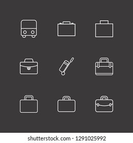 Outline 9 voyage icon set. bus, travel bag and suitcase vector illustration