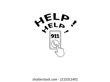 ilustración del vector de llamada de emergencia de contorno 911