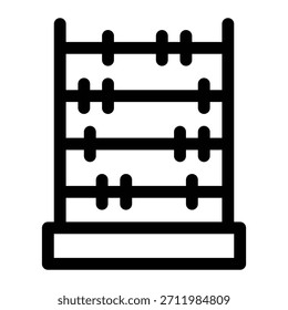 Kontur Abakus Symbol für Perlenzählung, Mathematik-Tool und klassische Berechnung.