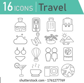 outline about travel baggage,map,passport,holiday,sunset iceland,backpack